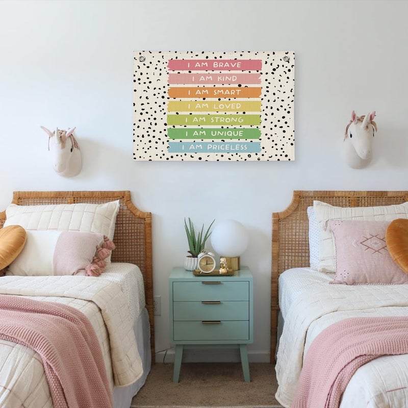 PLKMN Positive Affirmations Wall Decor, Calming Corner Toddler Reading Nook for Kids, Inspirational Canvas Banner Wall Hanging Banner Flag Decor for Classroom Homeschool Decor - Image 5